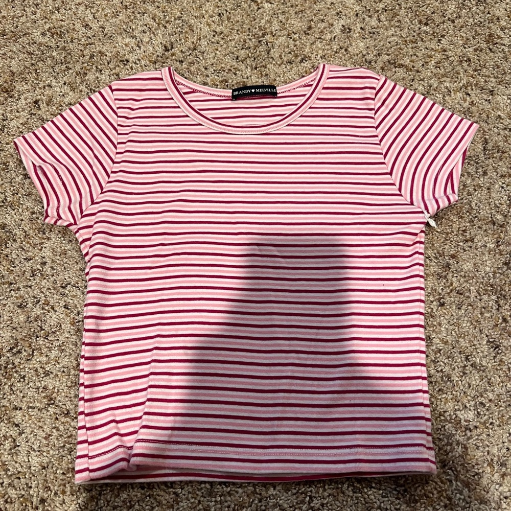 Brandy Melville Pink Striped Top